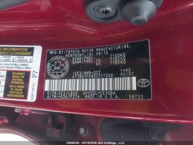4T1BD1FK8GU177566 Toyota Camry