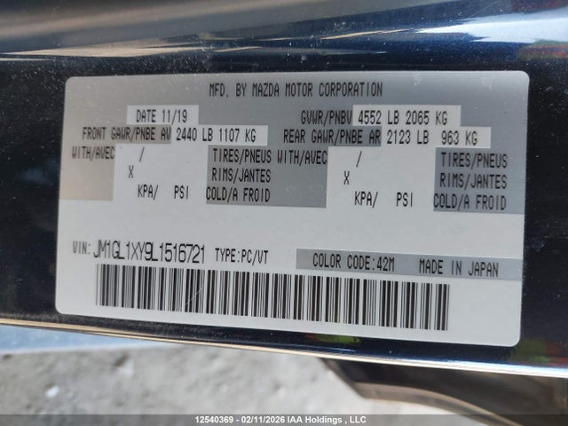 JM1GL1XY9L1516721 Mazda Mazda6 Signature