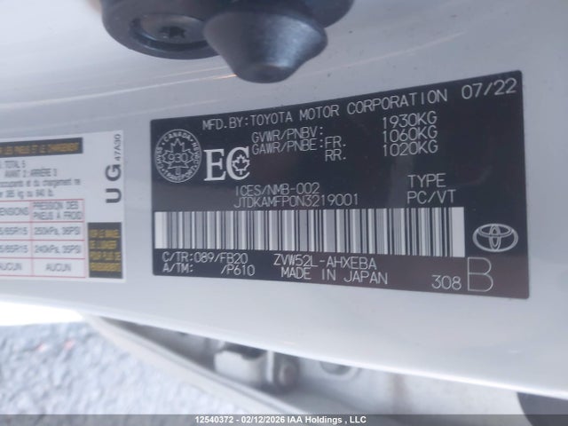 JTDKAMFP0N3219001 Toyota PRIUS PRIME