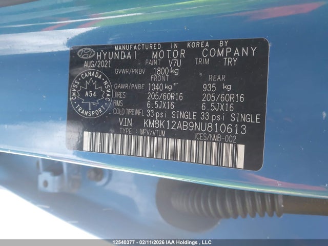 KM8K12AB9NU810613 Hyundai Kona Essential