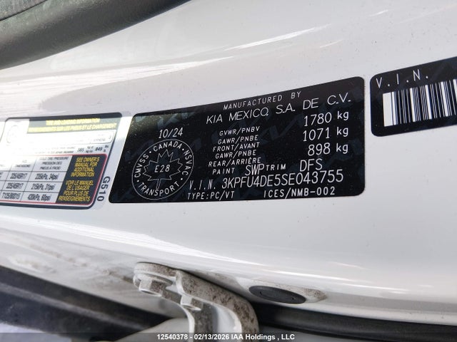 12540378 :رقم المزاد ، 3KPFU4DE5SE043755 vin ، 2025 Kia K4 Ex/ex+ مزاد بيع