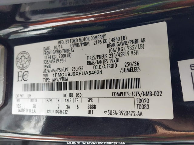 1FMCU9J9XFUA54924 Ford Escape