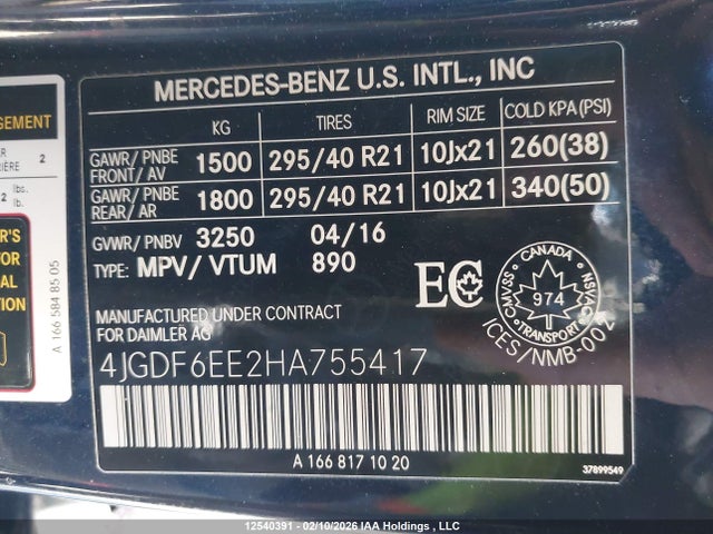 4JGDF6EE2HA755417 Mercedes-Benz Gls 450 4matic