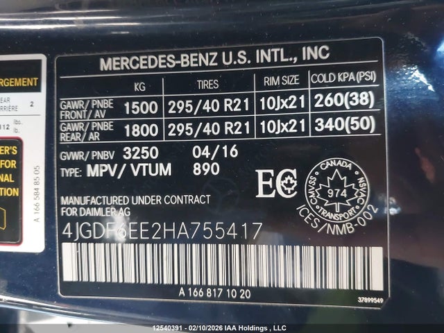 4JGDF6EE2HA755417 Mercedes-Benz Gls 450 4matic