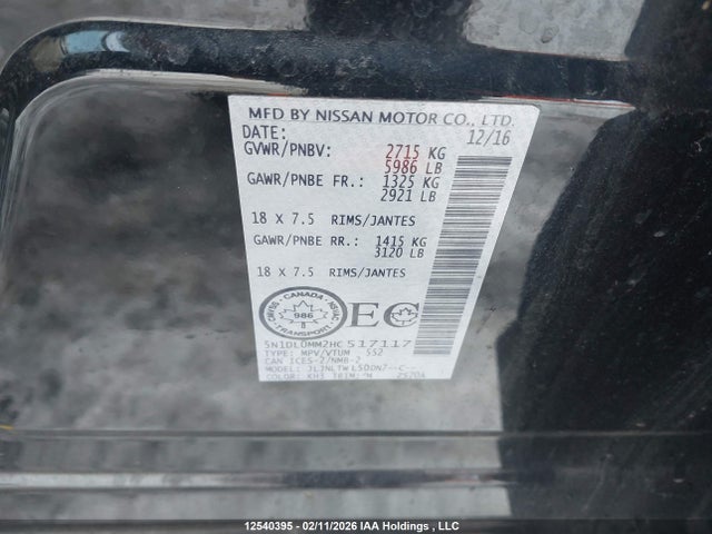 5N1DL0MM2HC517117 Infiniti QX60