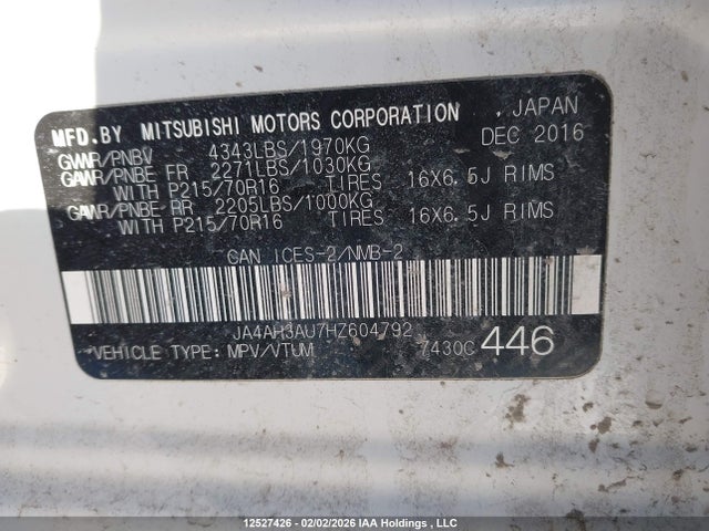 Mitsubishi Rvr Es/se 2017 JA4AH3AU7HZ604792 Image 9