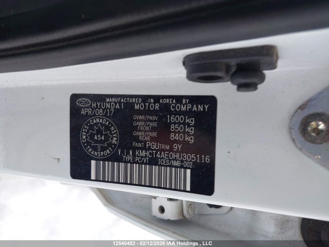 KMHCT4AE0HU305116 Hyundai ACCENT SE