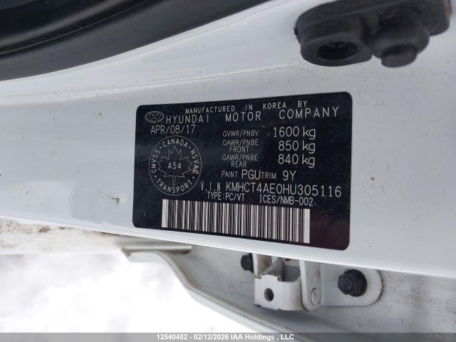 KMHCT4AE0HU305116 Hyundai ACCENT SE