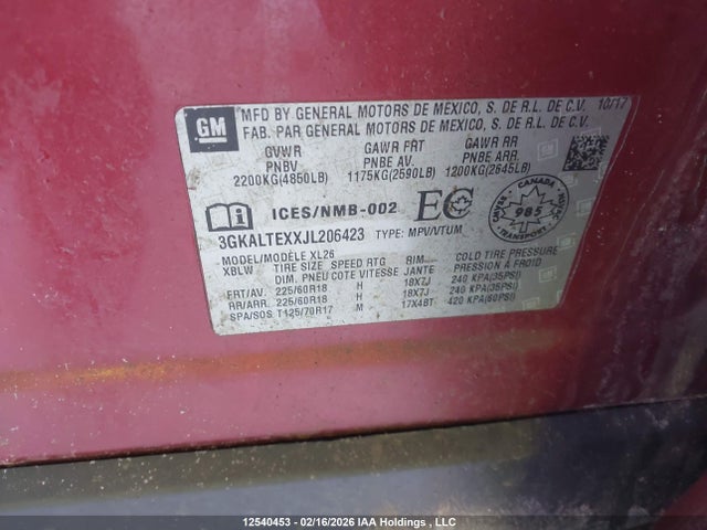 3GKALTEXXJL206423 GMC Terrain Sle