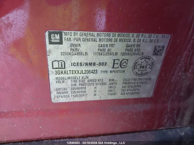 3GKALTEXXJL206423 GMC Terrain Sle
