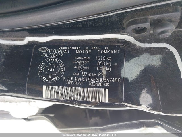 KMHCT5AE3HU357488 Hyundai ACCENT GL