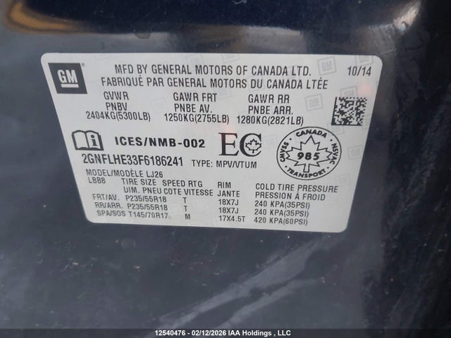 Chevrolet Equinox Ltz 2015 2GNFLHE33F6186241 Image 18