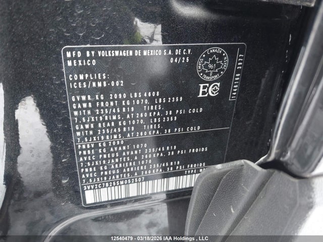 Продажа на аукционе авто 2025 Volkswagen Taos, vin: 3VV2C7B25SM052507, номер лота: 12540479