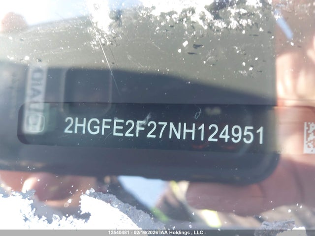 Продажа на аукционе авто 2022 Honda Civic, vin: 2HGFE2F27NH124951, номер лота: 12540481