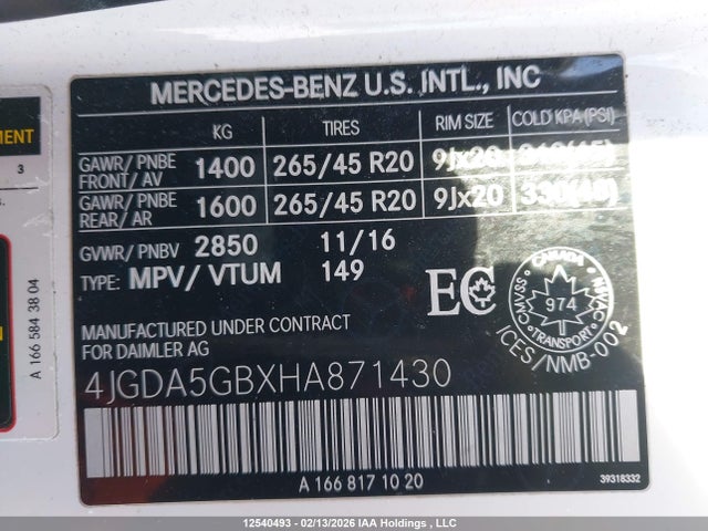 4JGDA5GBXHA871430 Mercedes-Benz Gle 400 4matic