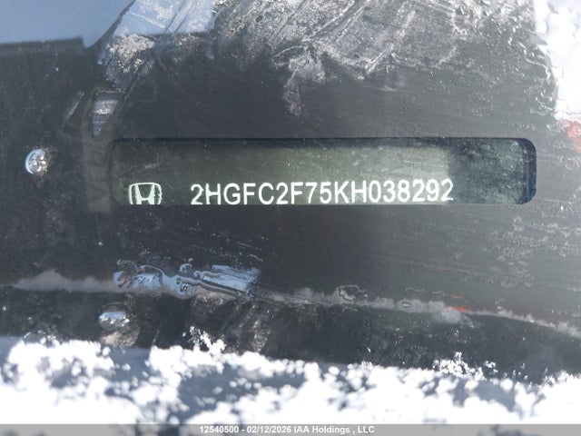 12540500 :رقم المزاد ، 2HGFC2F75KH038292 vin ، 2019 Honda Civic مزاد بيع
