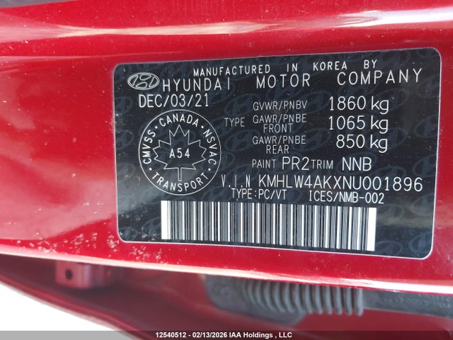 KMHLW4AKXNU001896 Hyundai Elantra N Manual