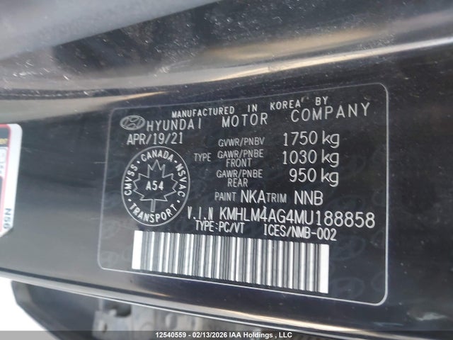 KMHLM4AG4MU188858 Hyundai Elantra Preferred Ivt With Sun And Tech Package