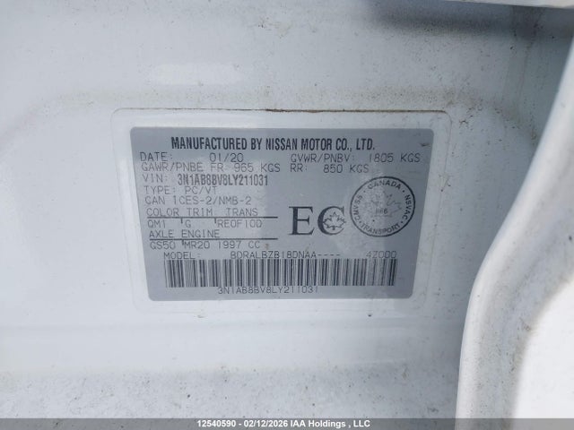 3N1AB8BV8LY211031 Nissan Sentra S/s Plus