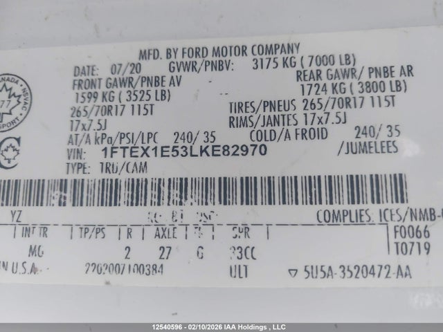 Ford F-150 Xlt 2020 1FTEX1E53LKE82970 Image 9