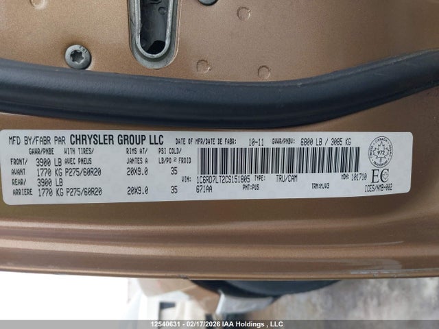 Aukcja sprzedaży 2012 Dodge Ram 1500 Slt, vin: 1C6RD7LT2CS151805, numer aukcji: 12540631