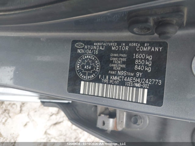 KMHCT4AE5HU242773 Hyundai ACCENT SE