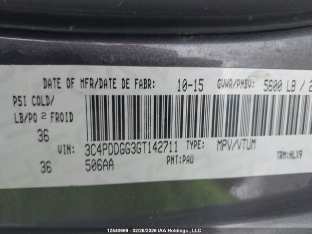 3C4PDDGG3GT142711 Dodge Journey