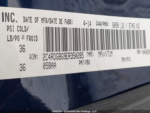 2C4RDGBG9ER350285 Dodge Grand Caravan