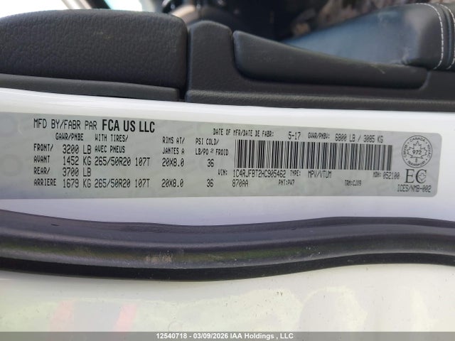 1C4RJFBT2HC905462 Jeep Grand Cherokee Limited