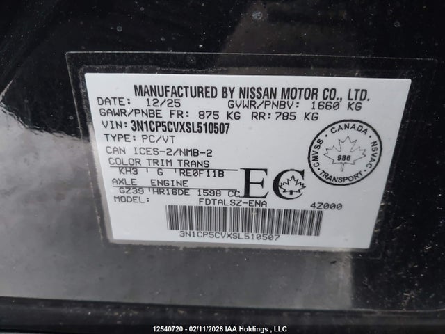 3N1CP5CVXSL510507 Nissan Kicks Play Sv