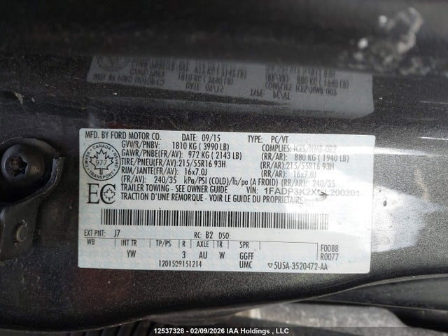 1FADP3K2XGL200301 Ford FOCUS SE