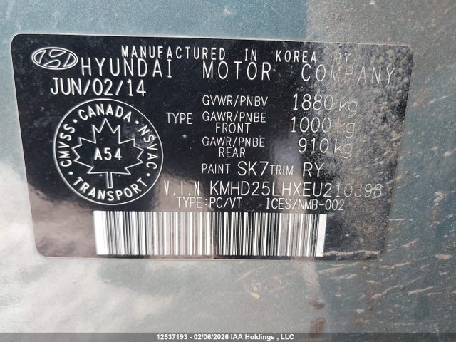 KMHD25LHXEU210398 Hyundai Elantra Gt Gl