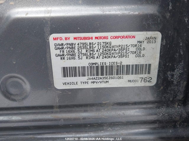 Mitsubishi Outlander Es 2014 JA4AZ2A35EZ601061 Image 9