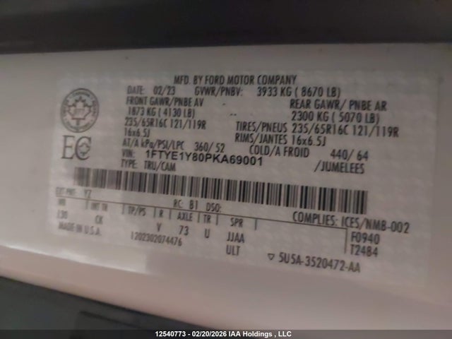 1FTYE1Y80PKA69001 Ford Transit T-150