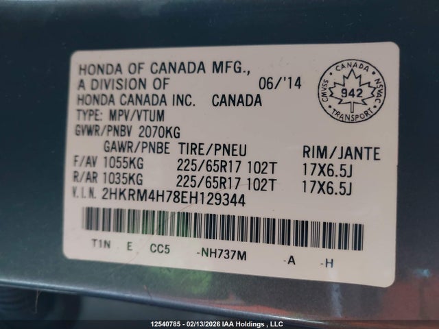 2HKRM4H78EH129344 Honda CR-V EXL