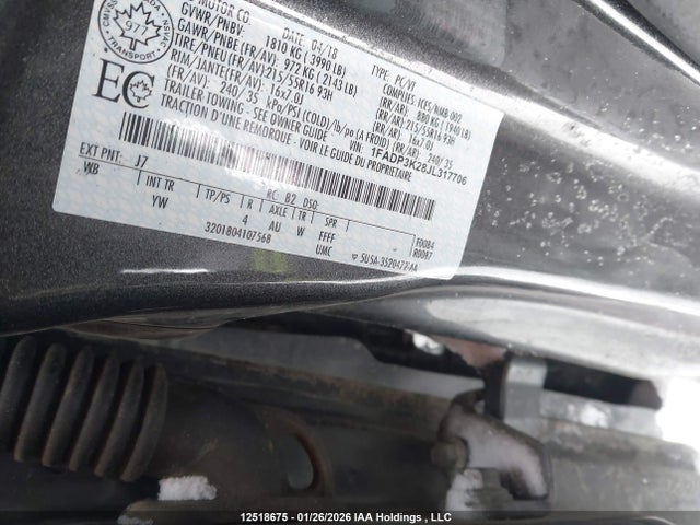 1FADP3K28JL317706 Ford FOCUS SE