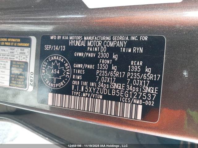 5XYZUDLB5EG127537 Hyundai Santa Fe Sport 2.4 Premium
