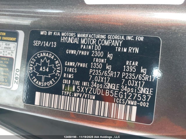 5XYZUDLB5EG127537 Hyundai Santa Fe Sport 2.4 Premium