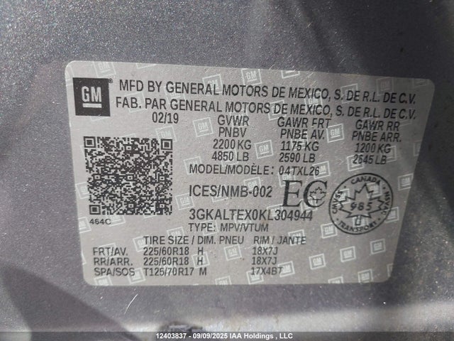 3GKALTEX0KL304944 GMC Terrain Sle