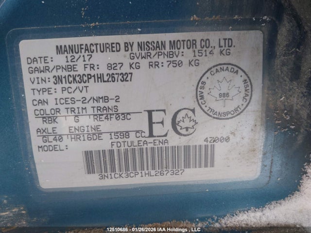 3N1CK3CP1HL267327 Nissan Micra S/sr/sv