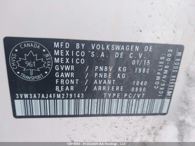 3VW3A7AJ4FM279143 Volkswagen Jetta 2.0 Tdi Highline