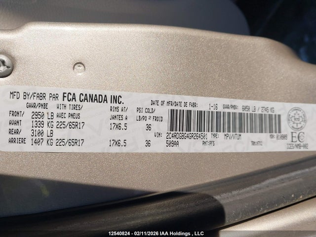 2C4RDGBG4GR264501 Dodge Grand Caravan Se