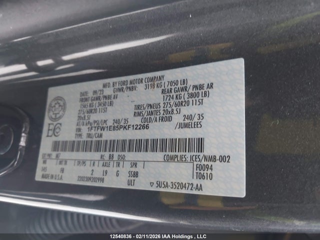 1FTFW1E85PKF12266 Ford F-150