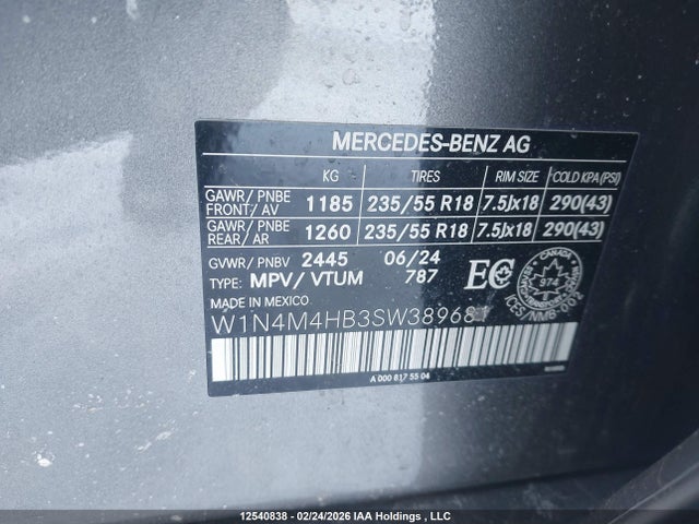 W1N4M4HB3SW389681 Mercedes-Benz Glb 250 4matic