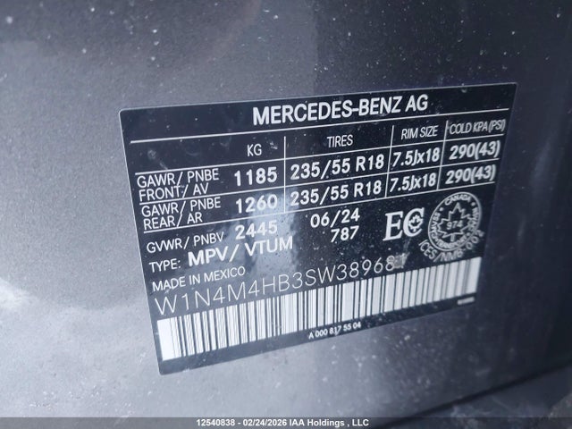 W1N4M4HB3SW389681 Mercedes-Benz Glb 250 4matic