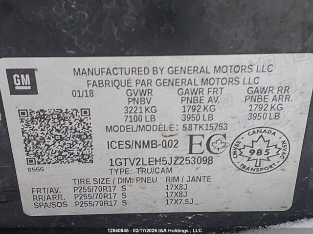 1GTV2LEH5JZ253098 GMC SIERRA 1500