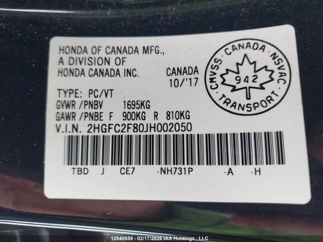 Honda Civic Ex 4dr 2018 2HGFC2F80JH002050 Image 18