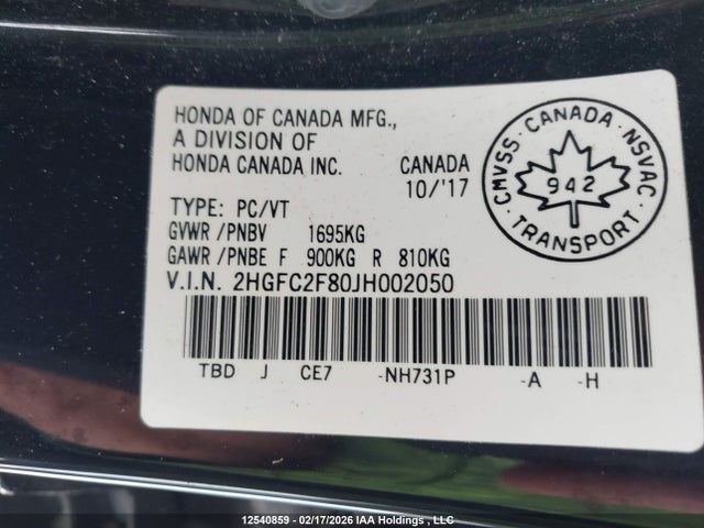 Honda Civic Ex 4dr 2018 2HGFC2F80JH002050 Image 9