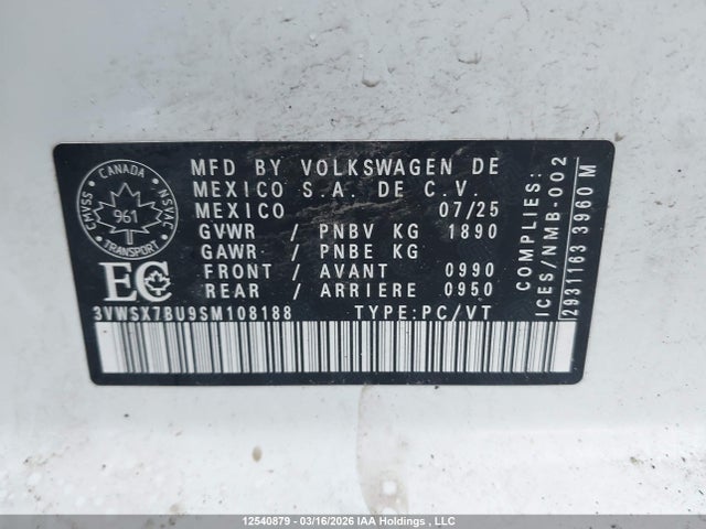 3VWSX7BU9SM108188 Volkswagen Jetta Comfortline