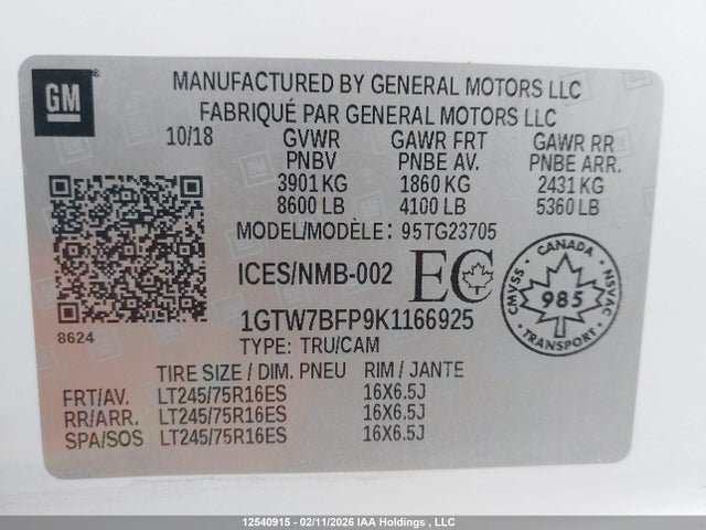 GMC Savana 2500 Work Van 2019 1GTW7BFP9K1166925 Image 19